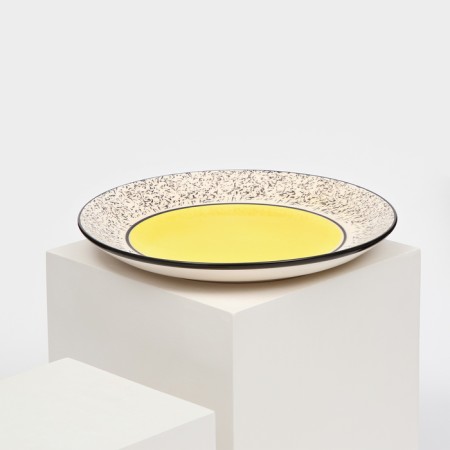 Ceramic plate "Persia", flat, 25 cm, yellow, 1 variety, Iran-3