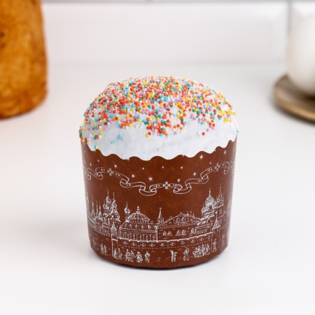 Paper form for cupcake, muffins and kulich "Temple Silver" 70x60mm (packing 20 pcs)