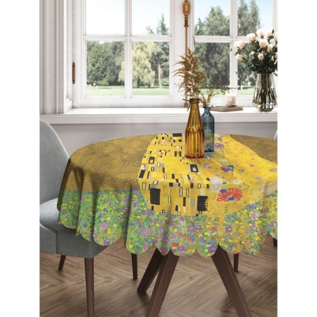 Gabel “Gustav Klimt Kiss”, Round, Saten, D = 150 cm on the table