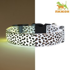 Collar with backlight Leopard 3 glow modes, size S, Osh 22-40 x 2.5 cm white