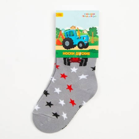Socks for the boy "Blue Tractor", 16-18 cm, color gray color-4