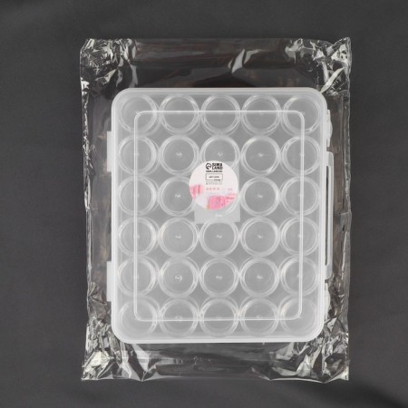 A set of jars for needlework, 30 pcs, d = 2.5 × 2.9 cm, in a container with a pen, 16.2 × 13.6 × 3.4 cm, the color is transparent-5
