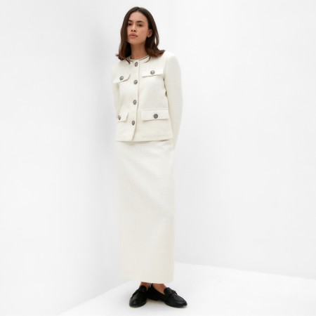 Maxi skirt Women's tweed MIST R.44, Milk-8