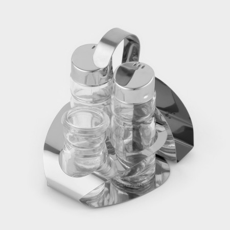 Set for spices on a stand, 8 objects: 2 salt shakers, 2 peppers, 2 napkins, 2 containers for toothpicks-2