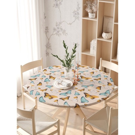 The tablecloth “Flogging butterflies”, round, oxford, elastic band, size 140x140 cm, diameter 105-120 cm-2