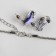 Set 2 objects: earrings, pendant "jacqueline" sheet, blue color in black silver, 45 cm