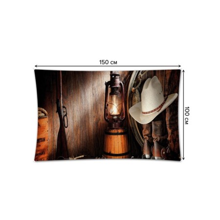 Decorative panel with photo printing "Evening at the cowboy", horizontal, size 100x150 cm-1