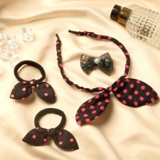Solokha hair set (rim, 2 elastic bands, clamp) Glows glitter