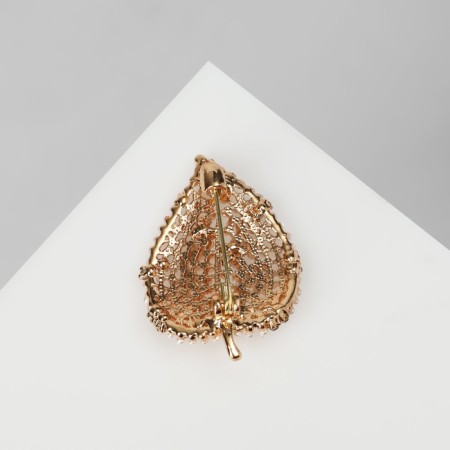 Brooch "Liszt" Pearl side, white-green color in gold-1