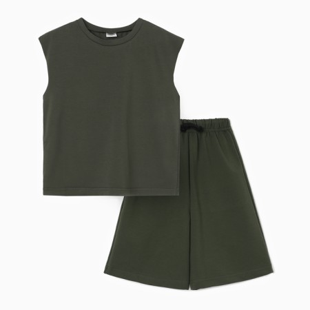 A set for a boy (T -shirt and shorts) minku, Khaki color, height 128 cm-4