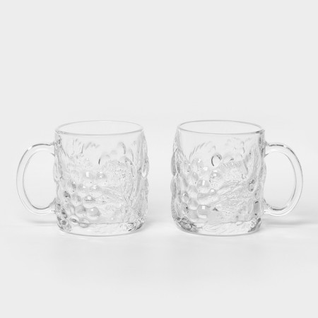 Set of glass mugs, 395 ml, d = 8.6 cm, h = 10 cm, 2 pcs