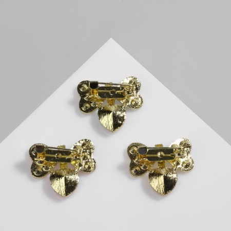 Brooch "Heart" with a bow, color mix in gold (indivisible packing 12 pcs., Price per pcs.)-2