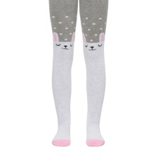Children's tights with drawings CONTE KIDS Sof-Tiki, height 128-134 cm, color light gray