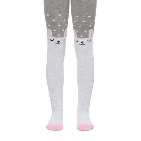 Children's tights with drawings CONTE KIDS Sof-Tiki, height 128-134 cm, color light gray