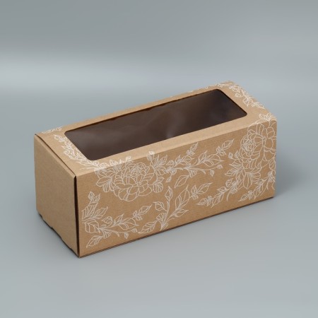 Gift Folding Box with PVC, packaging, "Flowers", 16 x 35 x 12 cm-1