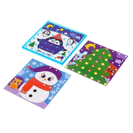 Dvil -sided geobard "New Year" with interchangeable pictures and rubber bands-6