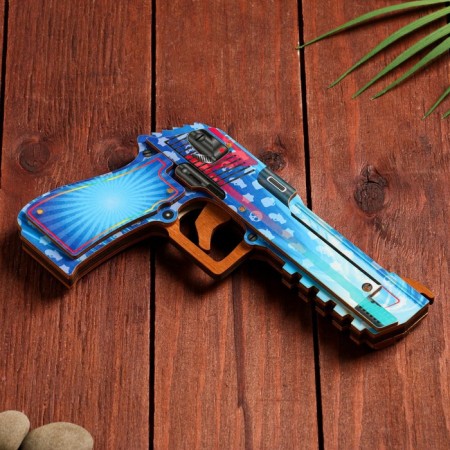 Wooden souvenir "Pistol-Ruskitop" blue-1
