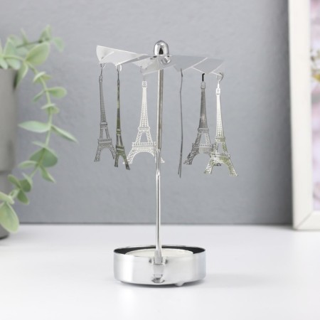 Summary Metal for 1 candle "Carousel. Paris" d = 5 cm silver 7.5x7.5x13 cm-3