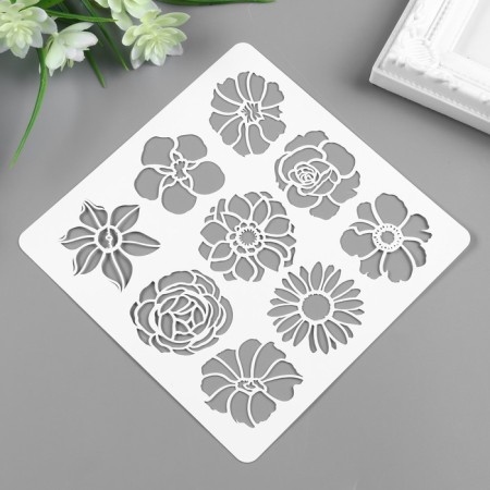Stencil plastic "Budons of colors" 15x15 cm-1