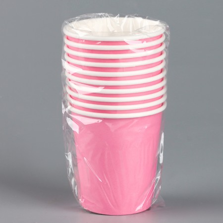 A single -single -paper glass, plain, pink color, 205 ml-2