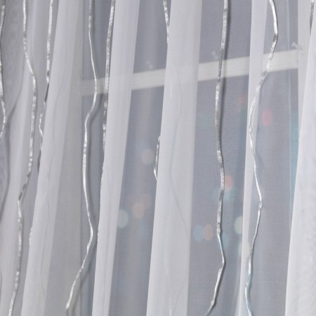 Smart garland "Curtain" 2 × 1.5 m dew, IP20, silver thread, 300 LED, remote control, application, glow RGB, USB-6