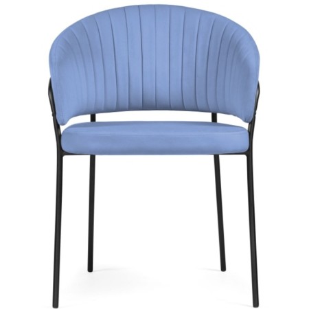 Chair on the metal frame Leo Metal/velor, black/blue 56x52x80 cm-1