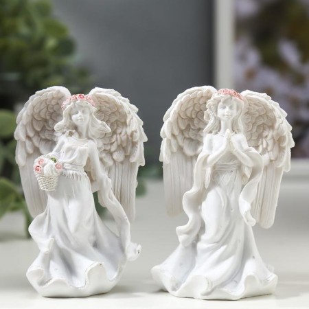 Souvenir Polystone "Angel -girl in a pink wreath - Hope" MIX 5x7.5x4 cm-1