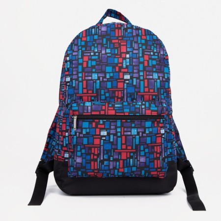 School backpack of textiles on lightning, external pocket, “ZFTS”, blue color