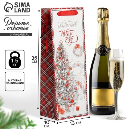A package for a bottle of craft "Magic moments", 13 x 36 x 10 cm, New Year