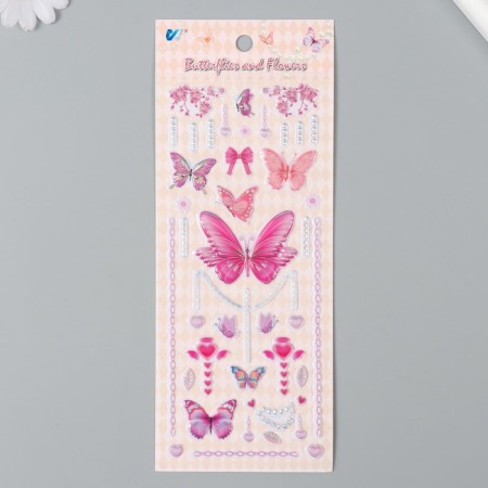 Plastic sticker "Butterflies and beads" mix 26.4x10.4 cm-1