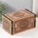 Casket wood to the leatherette under the cork "Pattern Flower Mehendi Flower" 24x14x12 cm