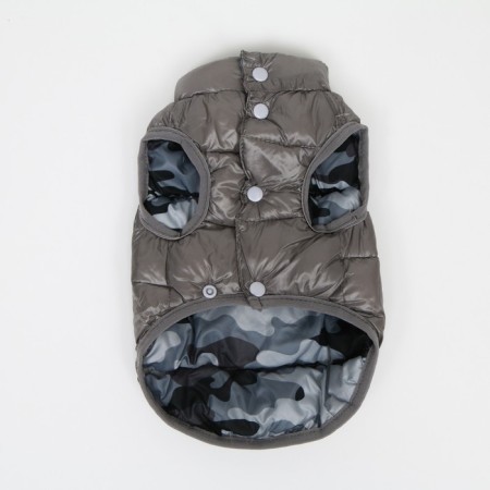Dog jacket two -sided with print, size 8 (ds 23 cm, og 30, osh 22 cm), gray-8