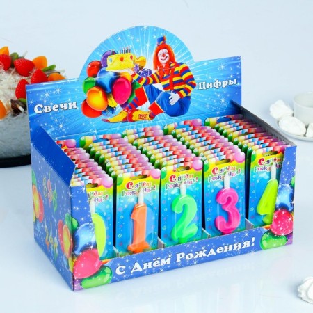Show Box with candles for the cake numbers "Classic". 10.2 cm, 50 pieces-2