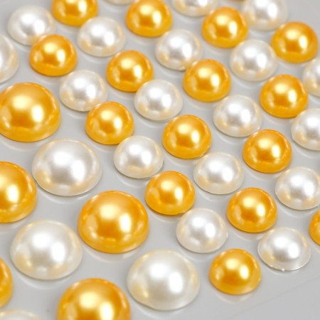 Sticker of plastic rhinestones "Half -dash of different sizes" white and orange 9.5x11 cm-2