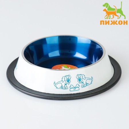 A bowl with a non-slip base decorative color, 230 ml, white and blue