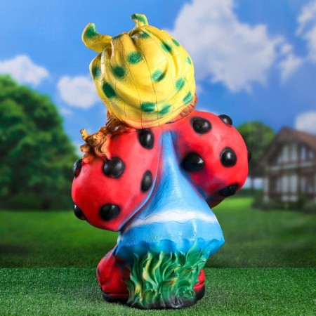 Garden figure "Gnome Girl Boy Cowdow with Grapes" 44x21x64cm-5