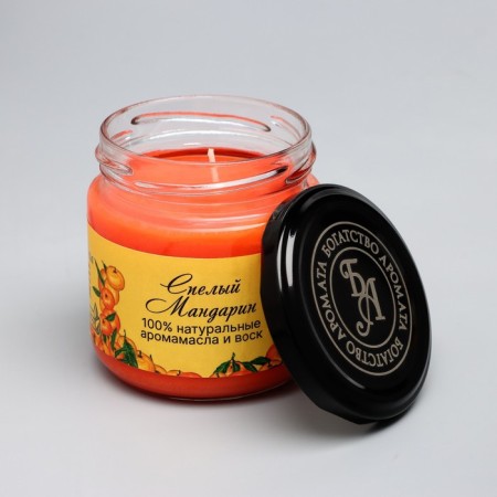 Natural eco candle "Ripe Mandarin", orange, 7x7.5 cm, 14 hours-1