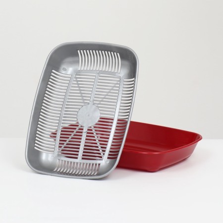 Rounded toilet with a mesh of 33.5 x 25 x 6 cm, gray/burgundy-4