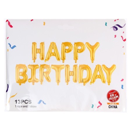 Foil ball 16 "Happy Birthday", capital letters, gold color-5