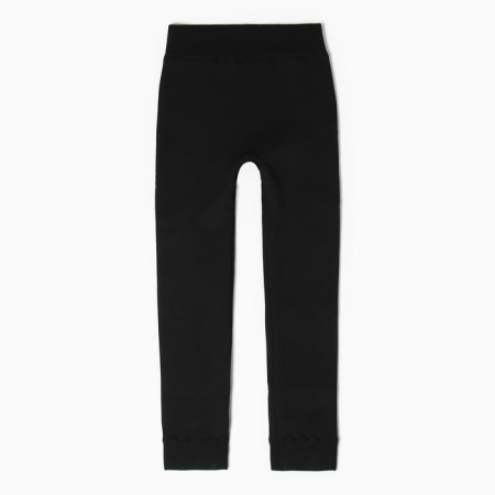 Leggings for girls with fur, black color, height 122-134cm