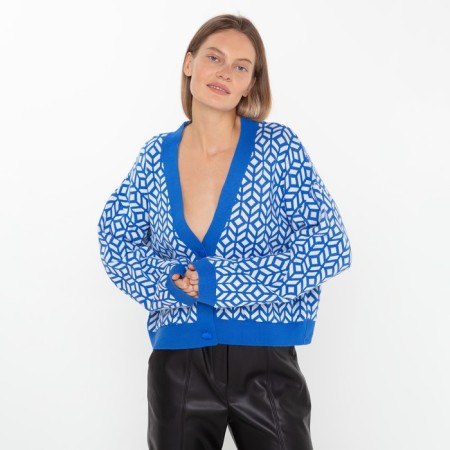 Cardigan female, color bright blue, size One size (42-46)-3