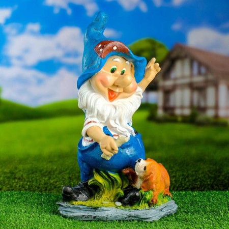 Garden figure "Dwarf with a puppy" 22x38cm