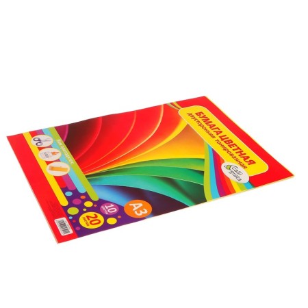 Tsilateral -colored paper A3, 20 sheets, 10 colors, tinted-1