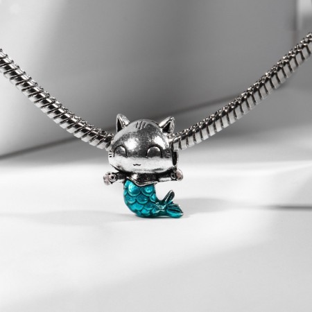 Talisman "cat" mermaid, sea color in black silver-1