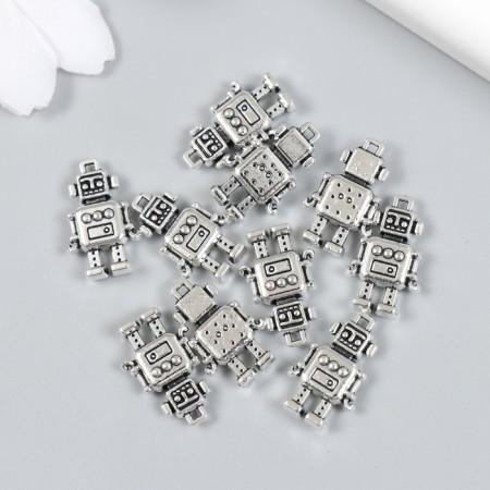 Decor for creativity Metal "Robot" set 10 pcs silver 1.1x1.8 cm-2