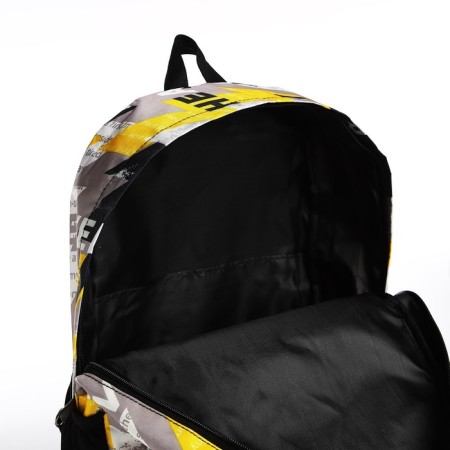 School backpack from textiles on lightning, 3 pockets, yellow color-5