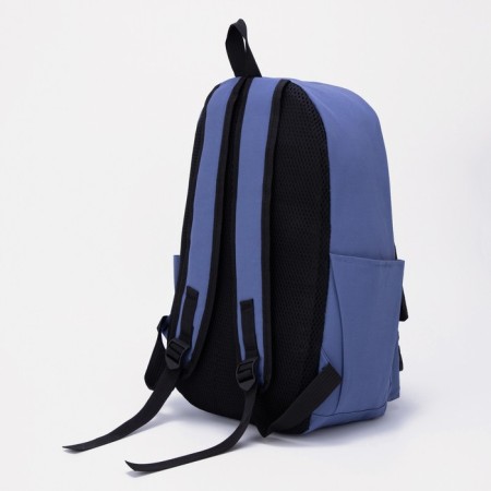School backpack on lightning from textiles, 3 pockets, blue color-1