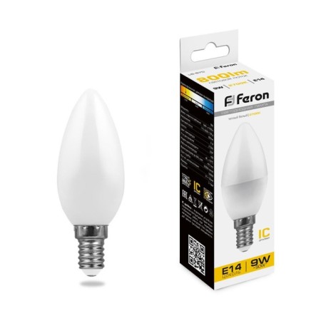 LED LED Feron, C37, 9 W, E14, 2700 K, Warm White