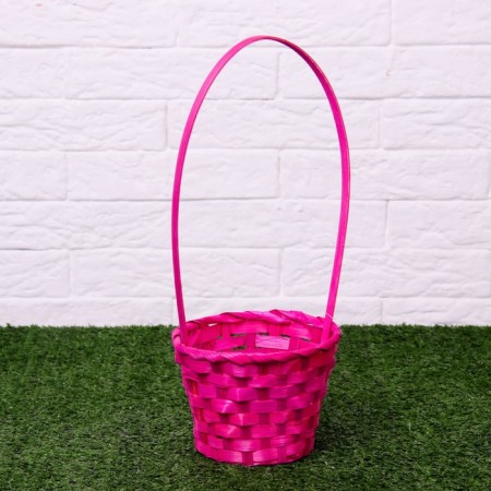 Wicker basket, bamboo, pink-1