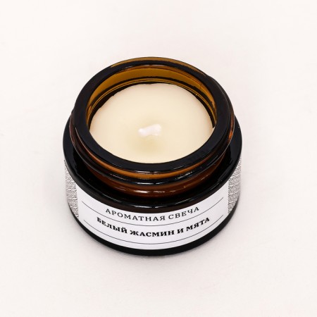 Aromatic candle in the bank "White Jasmine and Mint", soy wax, 12 g-3